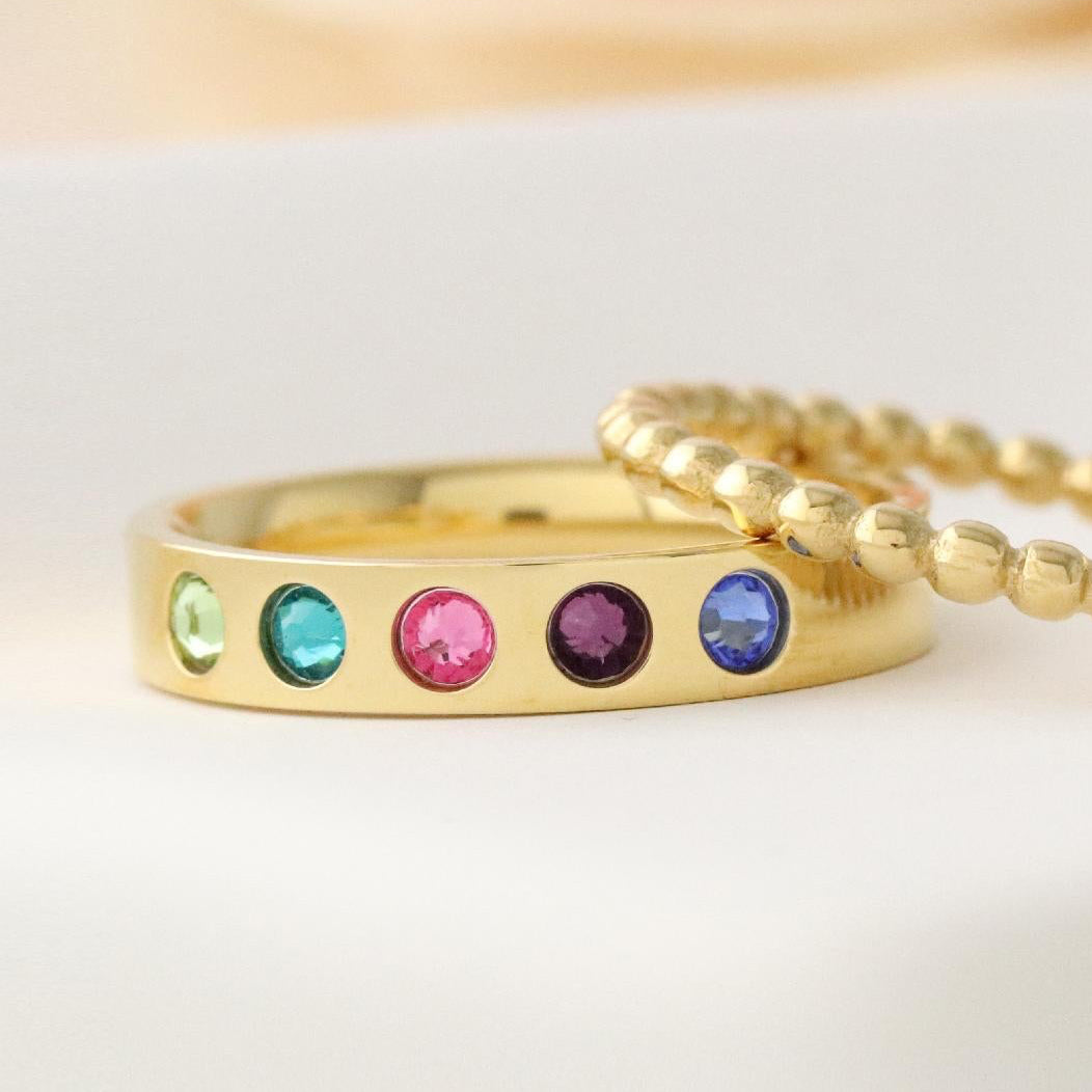 Family Love Birthstone Ring Band