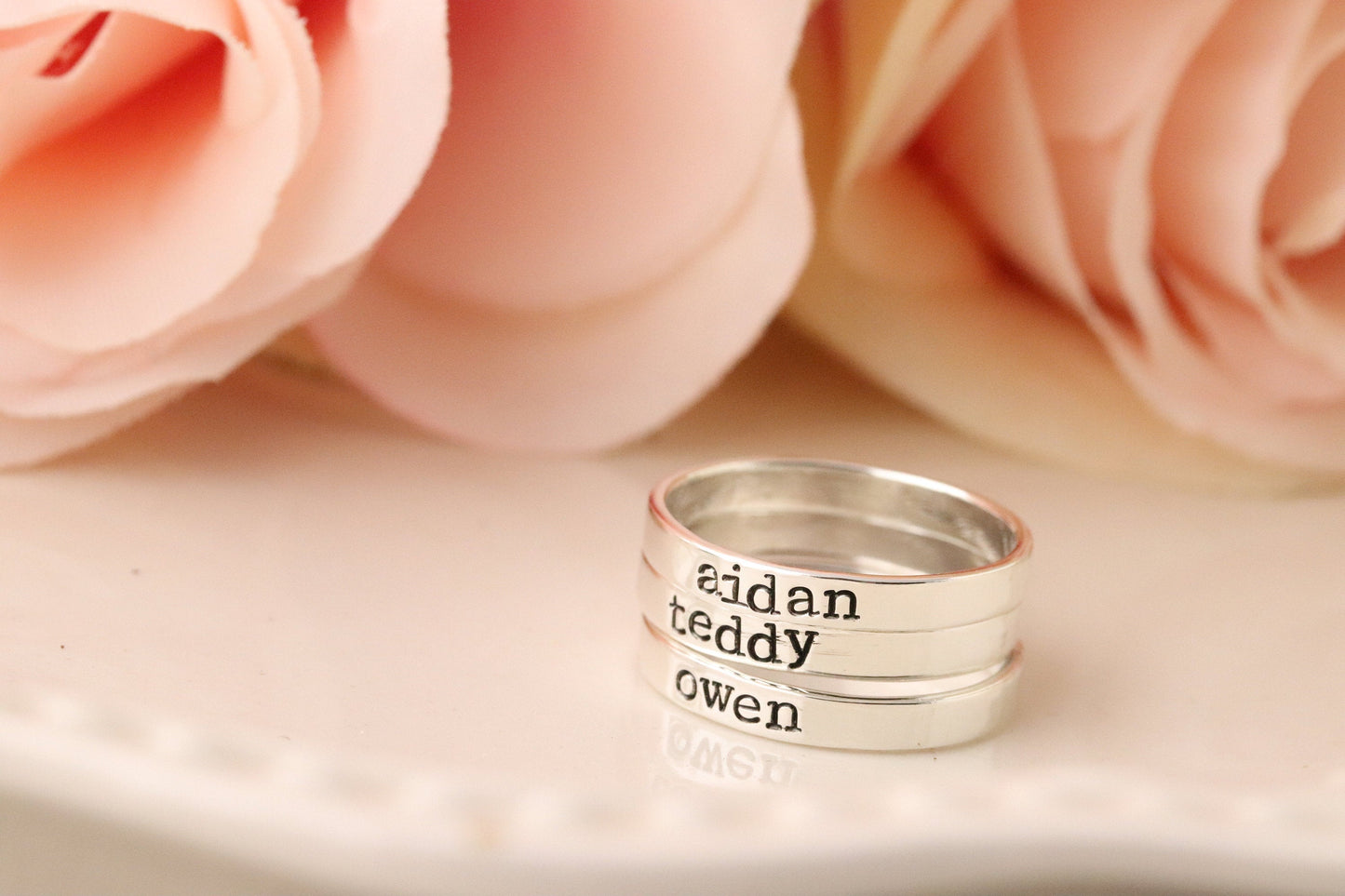 Sterling Silver Personalized Rings - Personalized Name Ring - Stacking Name Rings - Engraved Ring Band - Stacking Rings - Custom Name Ring