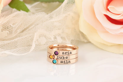 Stackable Name & Birthstone Ring