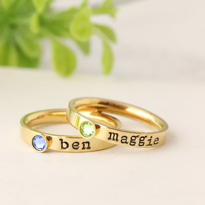 Stackable Name & Birthstone Ring