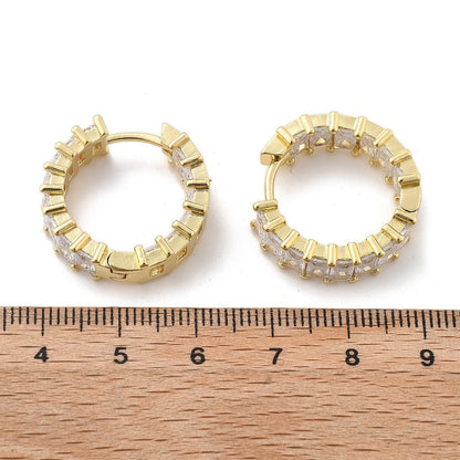 Chunky Baguette Pave Huggie Hoops