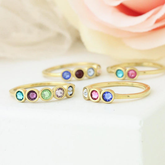 Gold Dainty Family Love Multi-Stone Ring