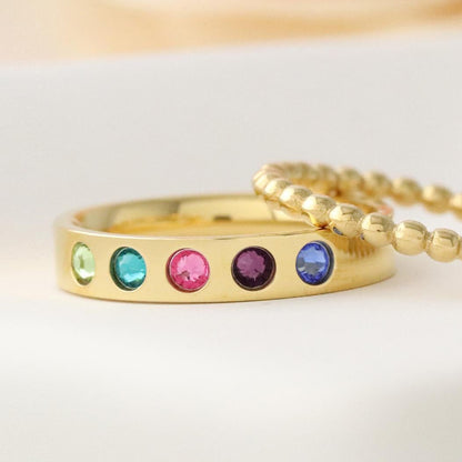 Family Love Birthstone Ring Band
