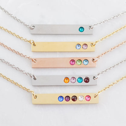 Birthstone Bar Necklace - Birthstone Necklace for Mom - Necklace with Birthstones - Personalized Gifts For Mom - Gold Bar Necklace