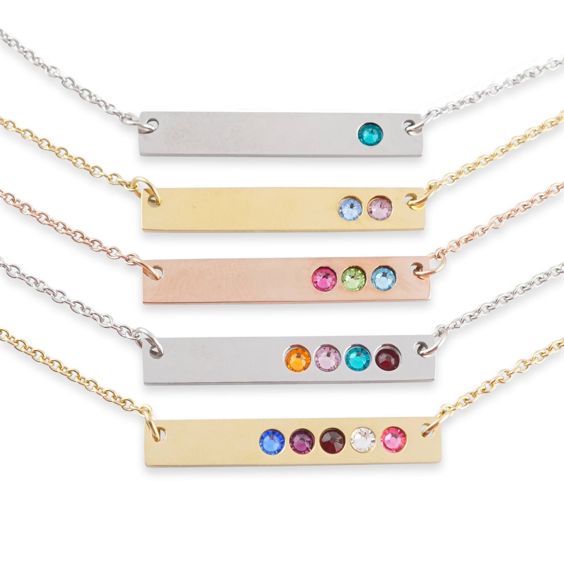 Birthstone Bar Necklace - Birthstone Necklace for Mom - Necklace with Birthstones - Personalized Gifts For Mom - Gold Bar Necklace