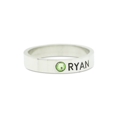 Mothers Birthstone Ring - Hand Stamped Ring, Personalized ring, Stacking mothers rings, stamped name ring - Name Birthstone Ring