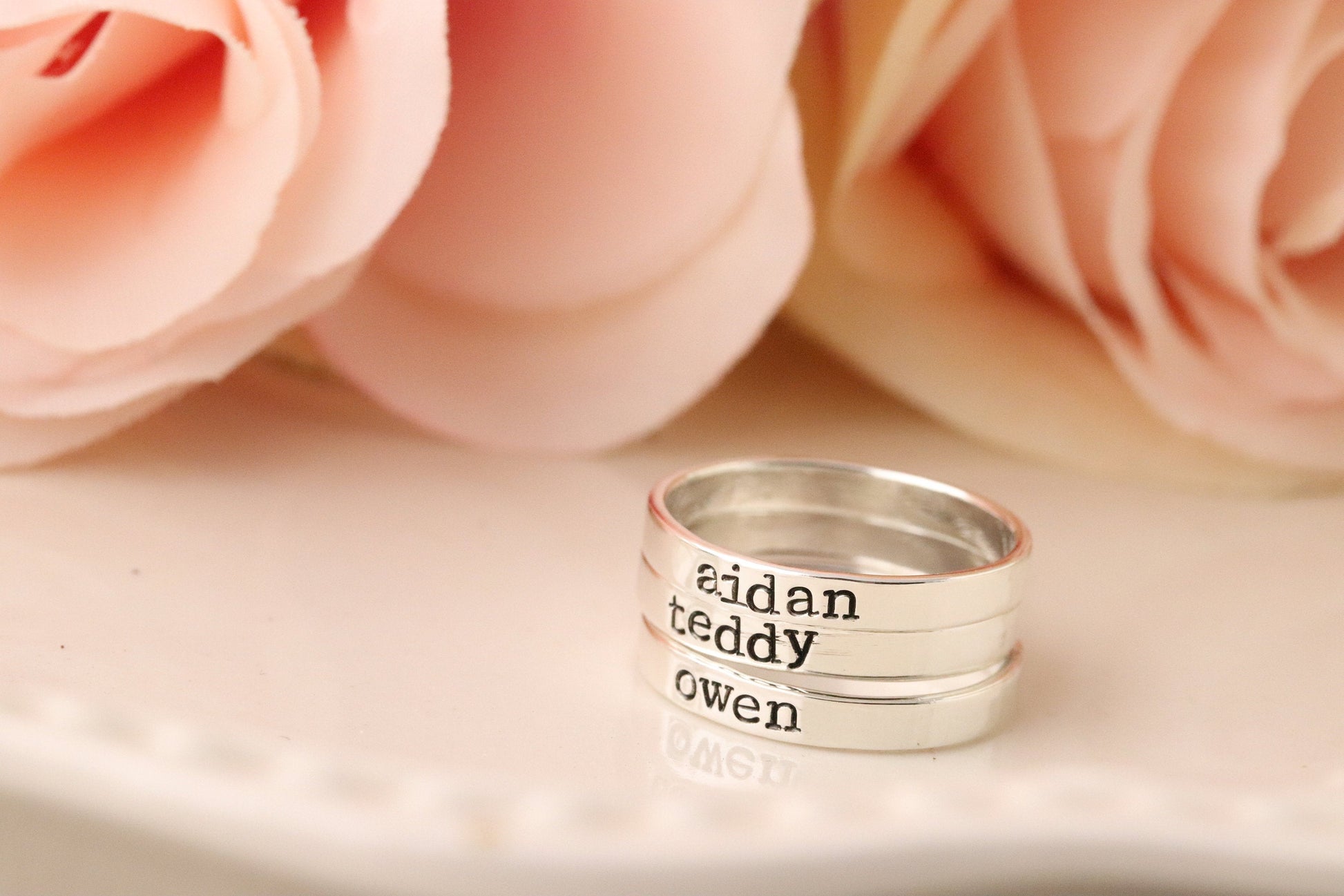 Sterling Silver Personalized Rings - Personalized Name Ring - Stacking Name Rings - Engraved Ring Band - Stacking Rings - Custom Name Ring