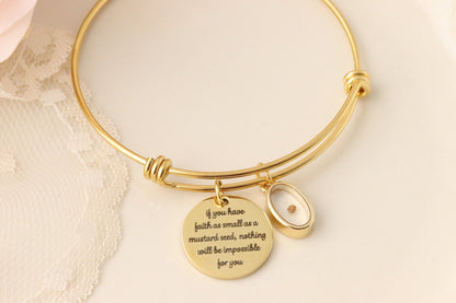 Mustard Seed Necklace - Inspirational Christian Gift - Matthew 17:20 Necklace - Faith as small as a mustard seed - Mustard Seed Charm