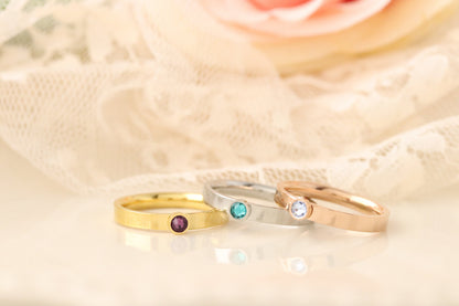 Stackable Mothers Ring - Name Birthstone Ring - RIng with Names and Birthstones, Personalized ring Stacking mothers rings, stamped name ring